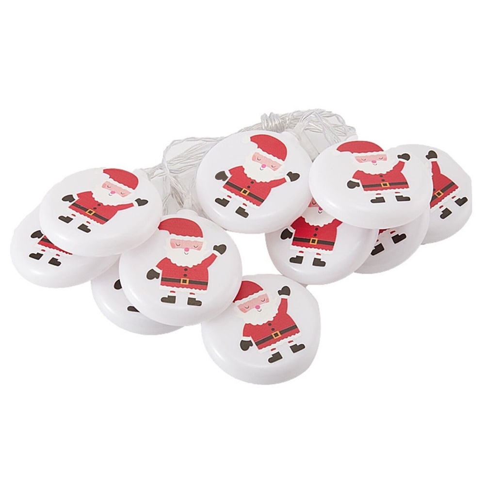 Christmas Lights - Round Santa - Battery Operated - 40 Lights ~18 Ft Long